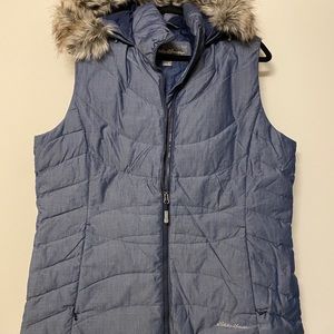 Eddie Bauer Down Vest with Faux Fur Lined Hood